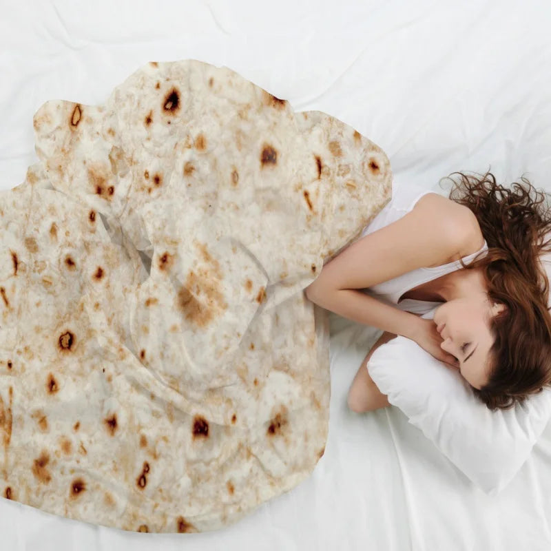 Realistic Taco Burrito Tortilla Blanket – Soft Flannel Novelty Round Throw for Adults, Kids, and Babies