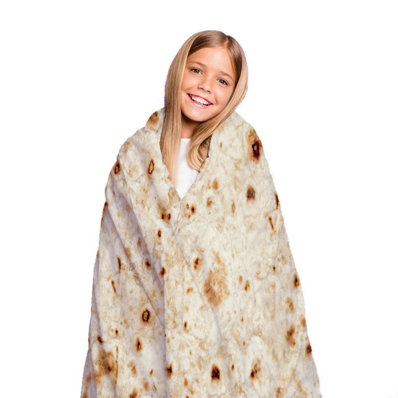Realistic Taco Burrito Tortilla Blanket – Soft Flannel Novelty Round Throw for Adults, Kids, and Babies